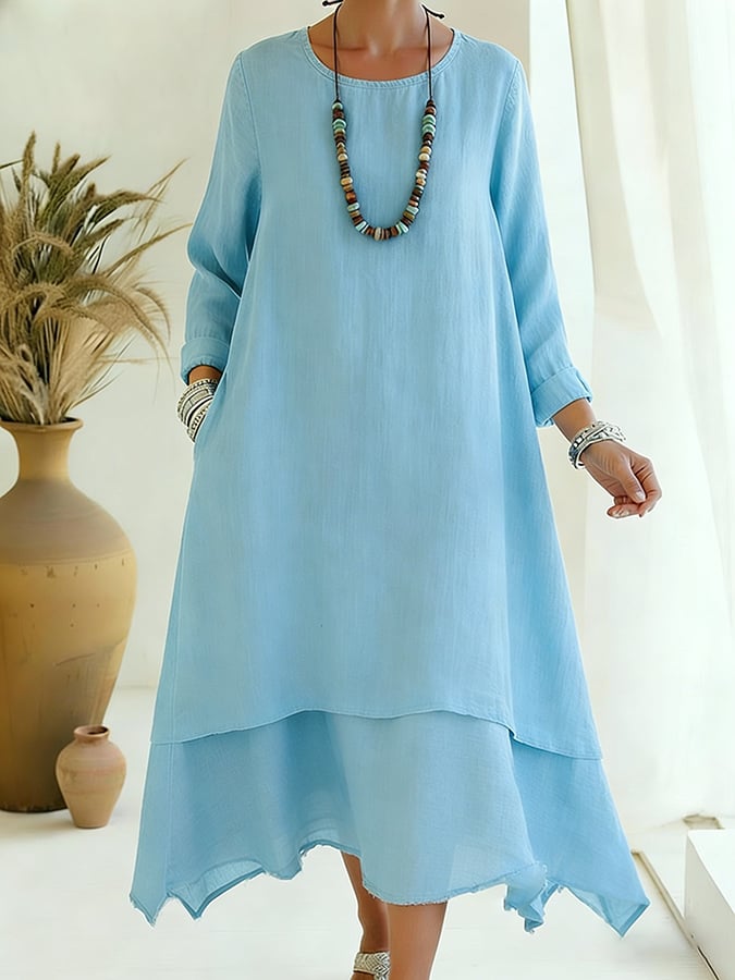 Women's Casual Retro Loose Cotton Linen Dress- Fast Shipping