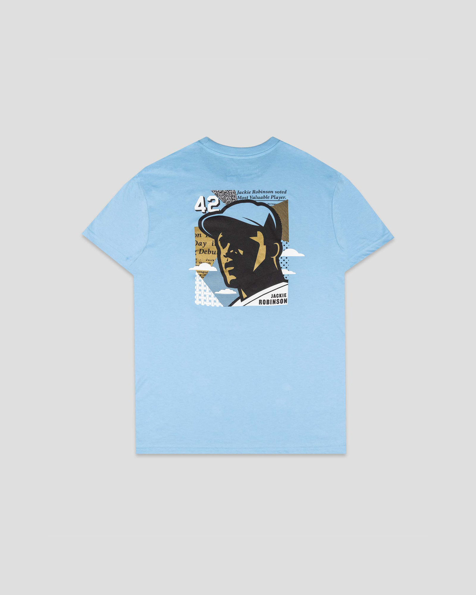 Jackie Robinson Front Page T-Shirt (Light Blue) - Youth