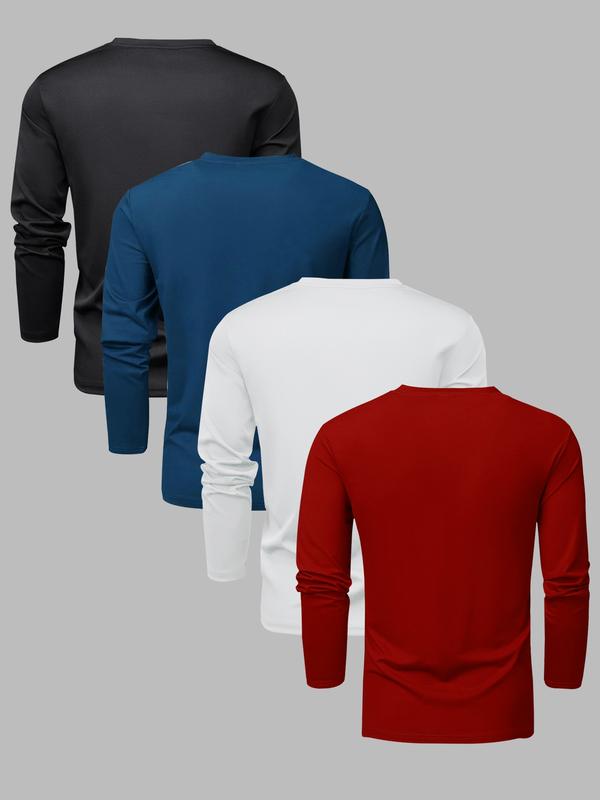 4 Packs Men's casual sports round neck long sleeve sweatshirt