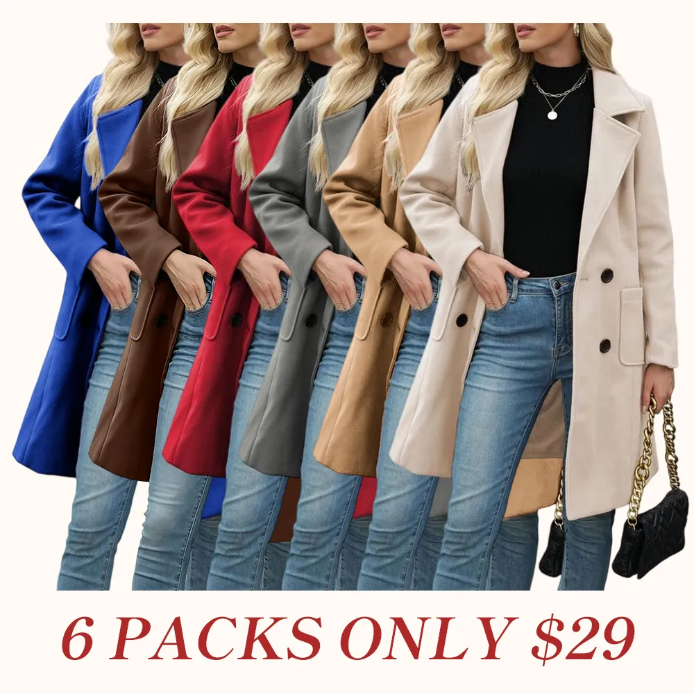 Women Winter Wool Blend Camel Mid-Long Coat