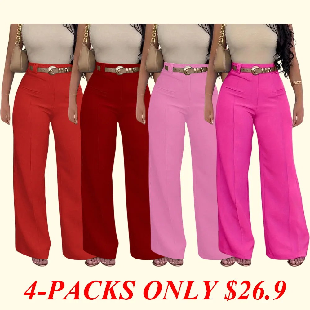 Women's Plain Pocket Wide Leg Pants