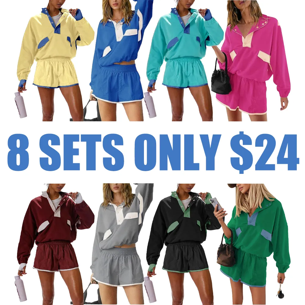 Women's Two Piece Short Sets Summer Lounge Sweatsuits(Just $3 a set!)