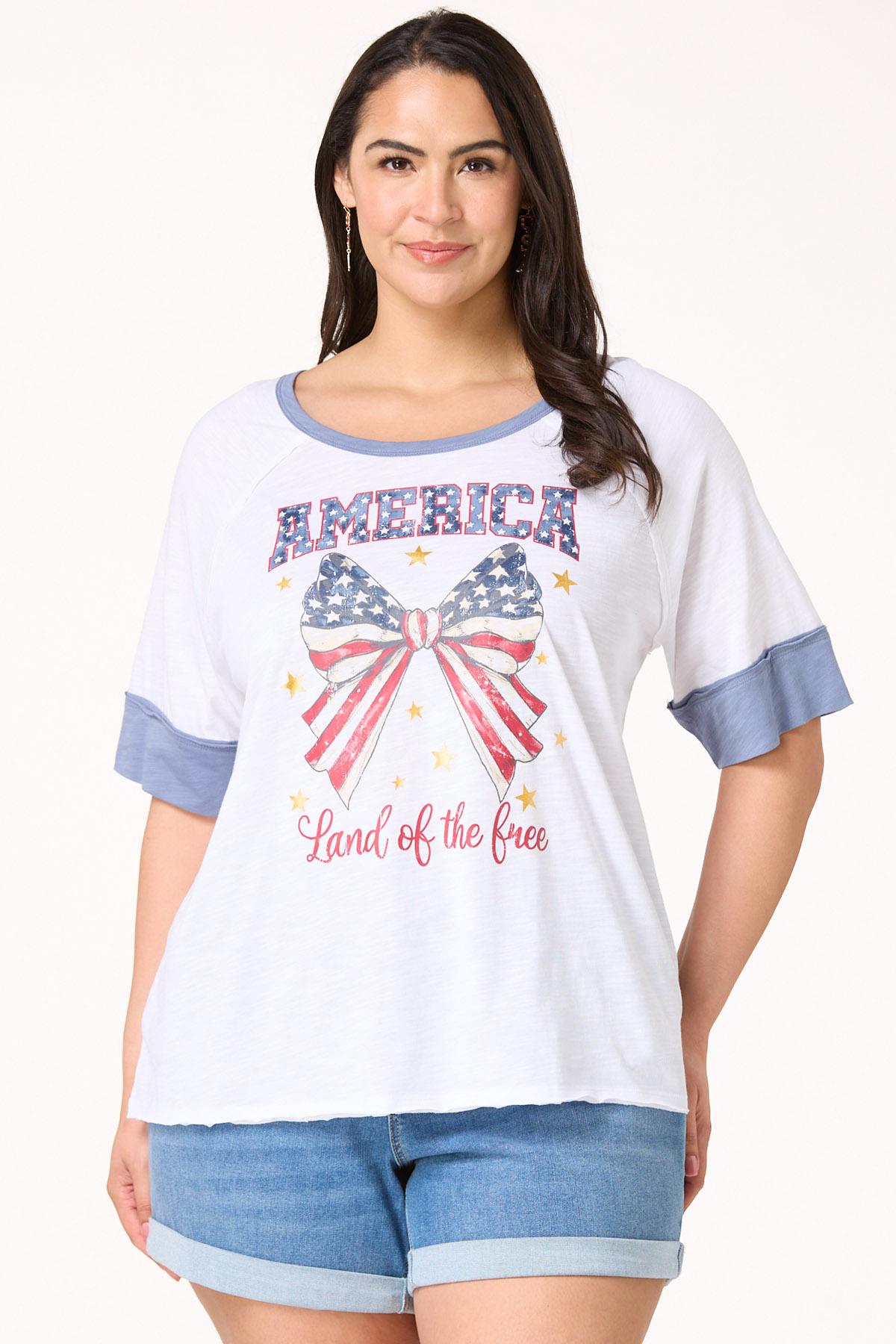 Plus Size Patriotic Bow Graphic Tee