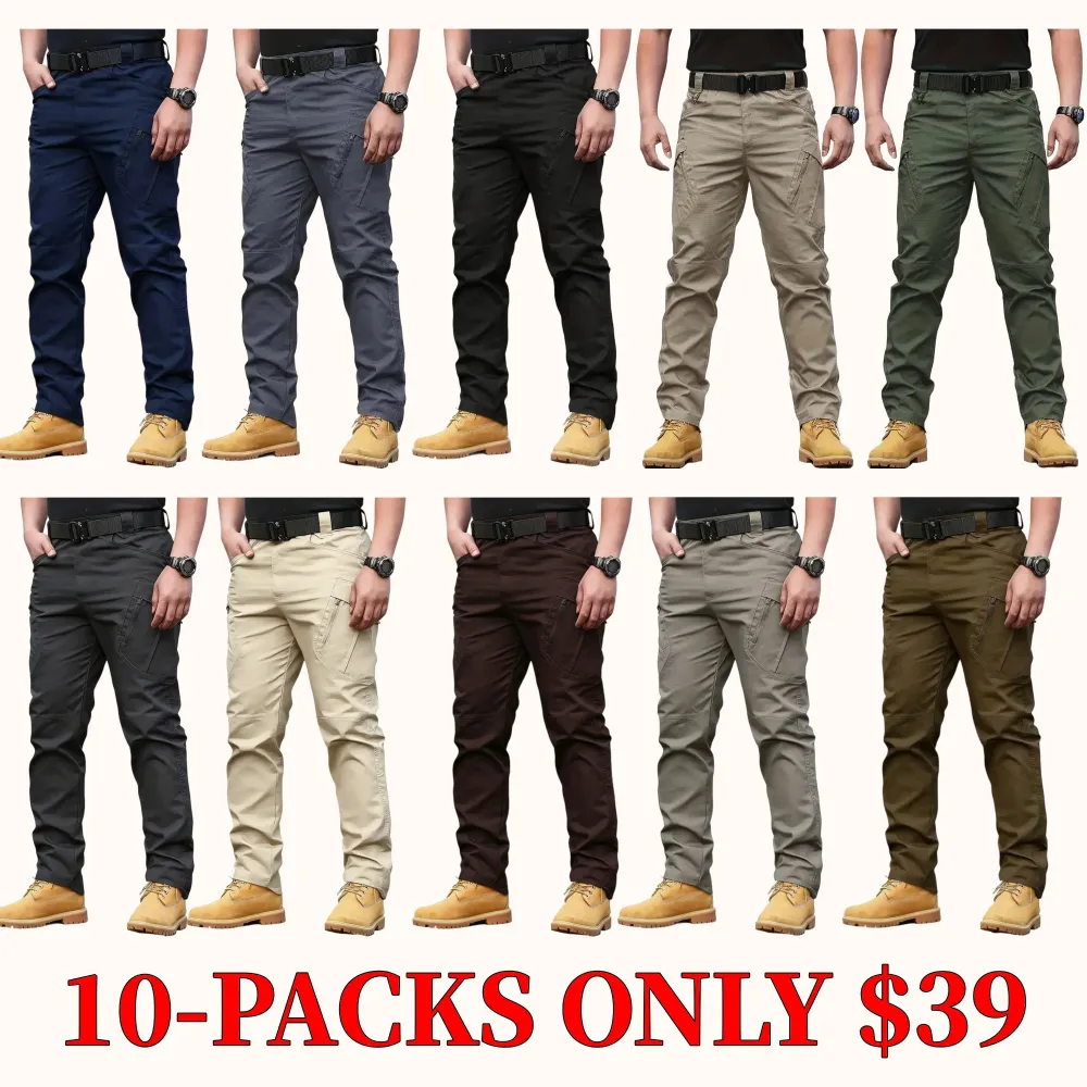 Men's tactical work pants, multi-pocket design, durable fabric