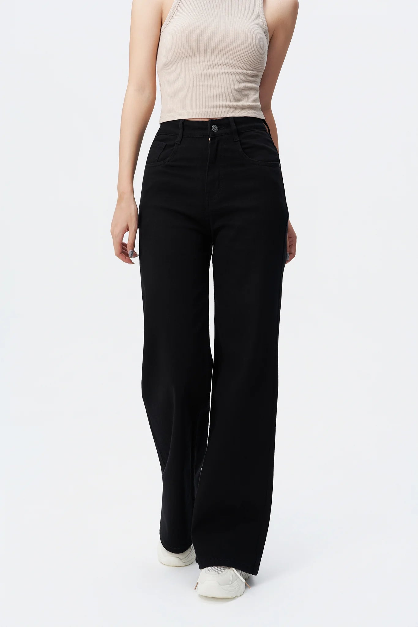 Black Wide Leg High Rise Jeans