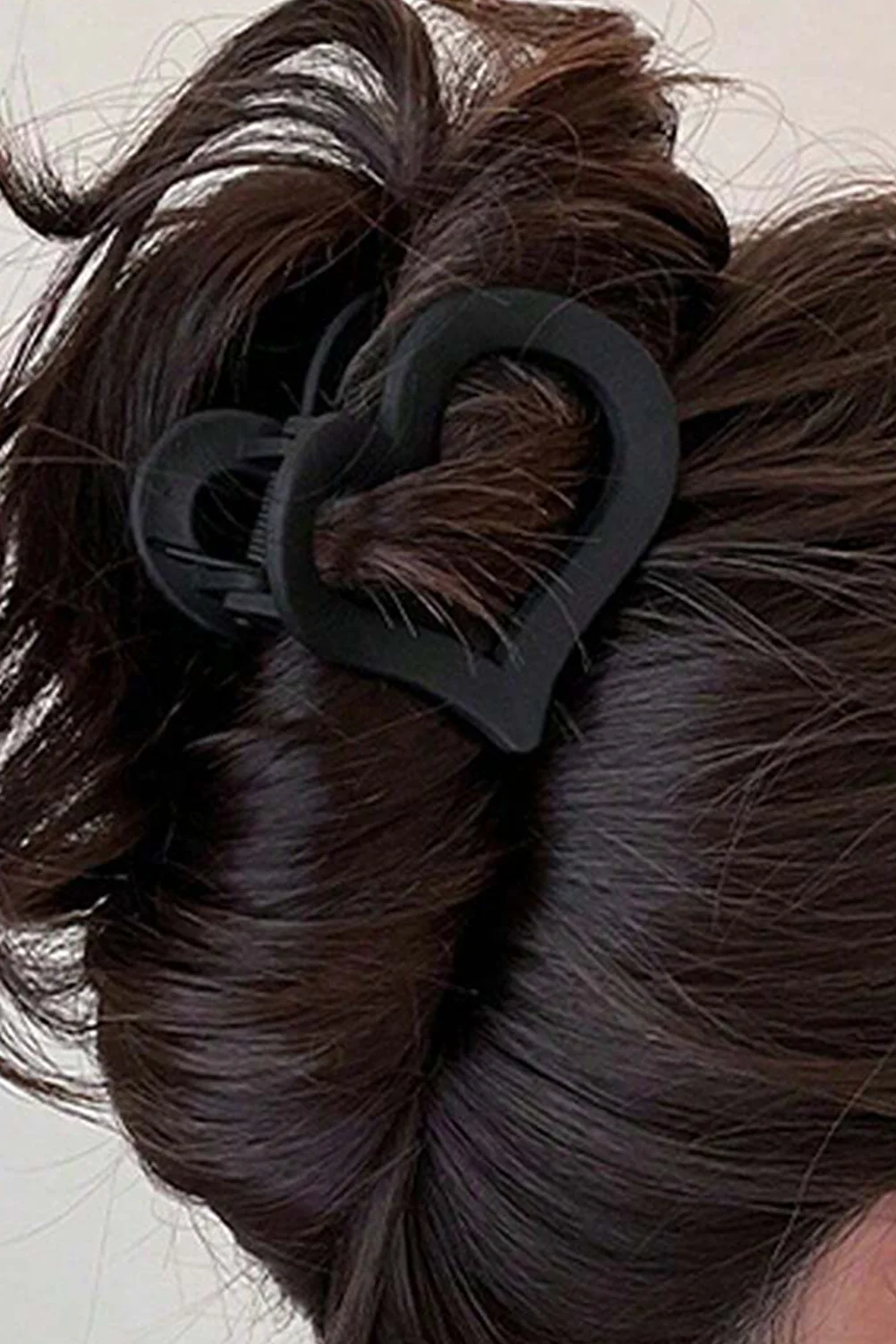 Black Cutout Heart Shape Frosted Small Hair Clip