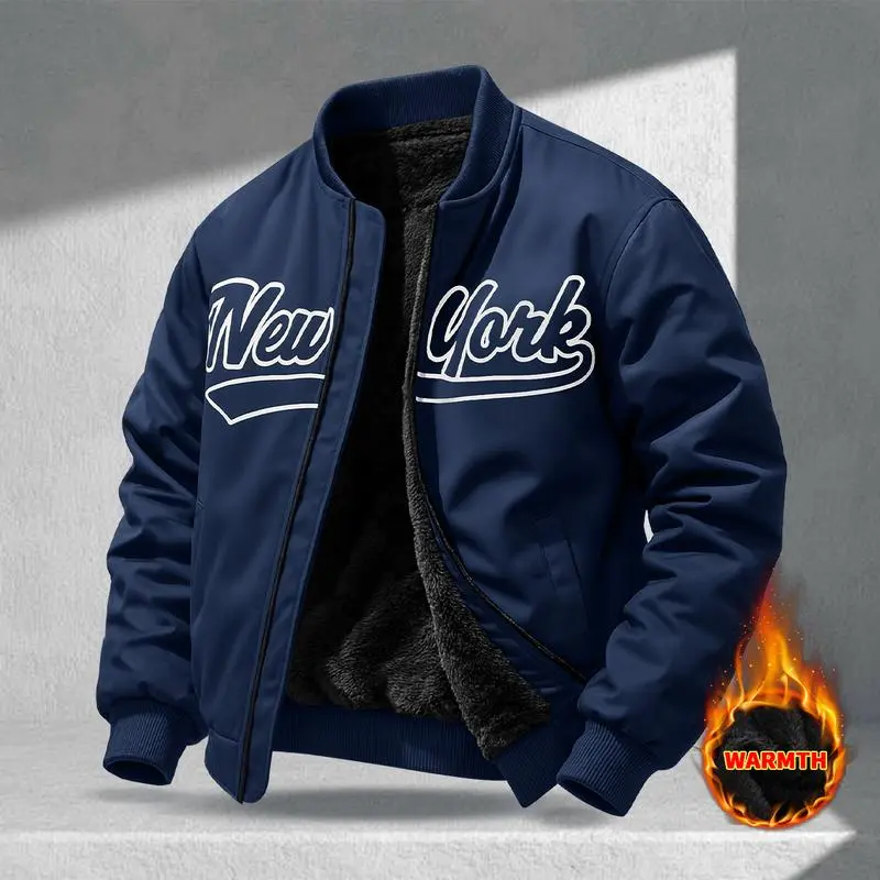 Letter Print Sports Jacket, Men's Casual Jacket, Fashionable College Baseball Apparel