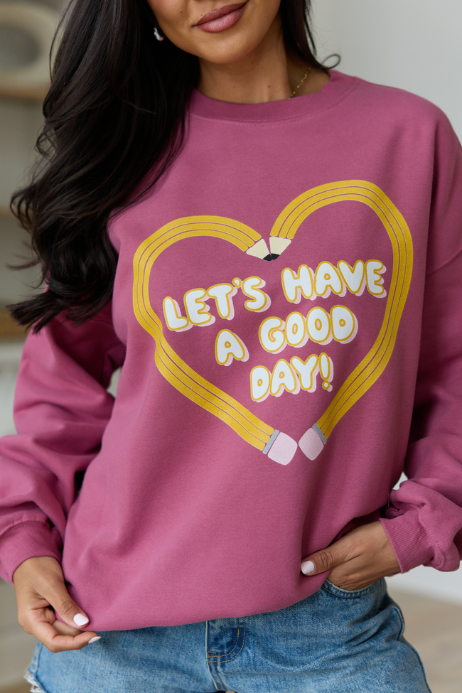 Pencil Heart Rose Graphic Sweatshirt