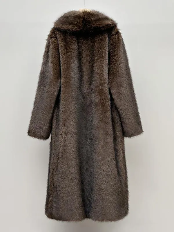 Women'S Solid Color Open Front Faux Fur Coat