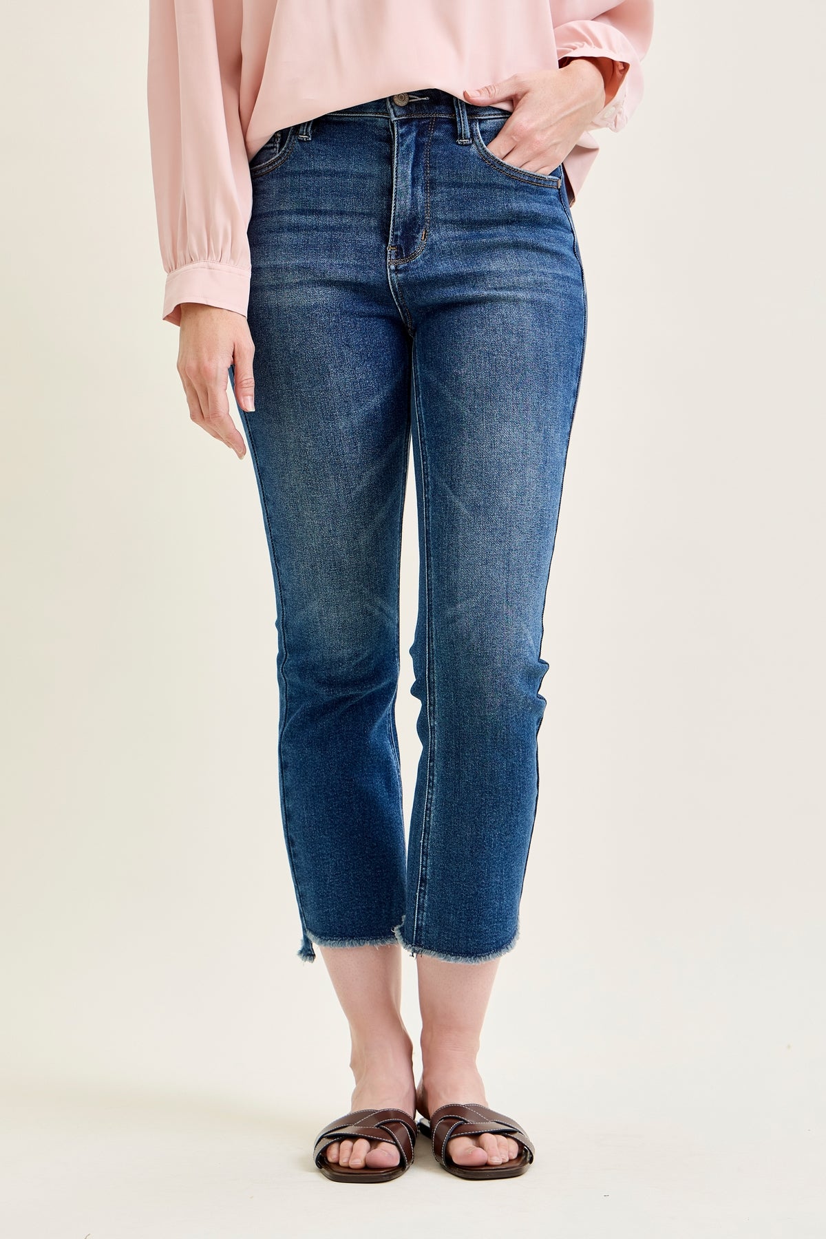 Scarlett High Rise Dark Wash Kick Flare