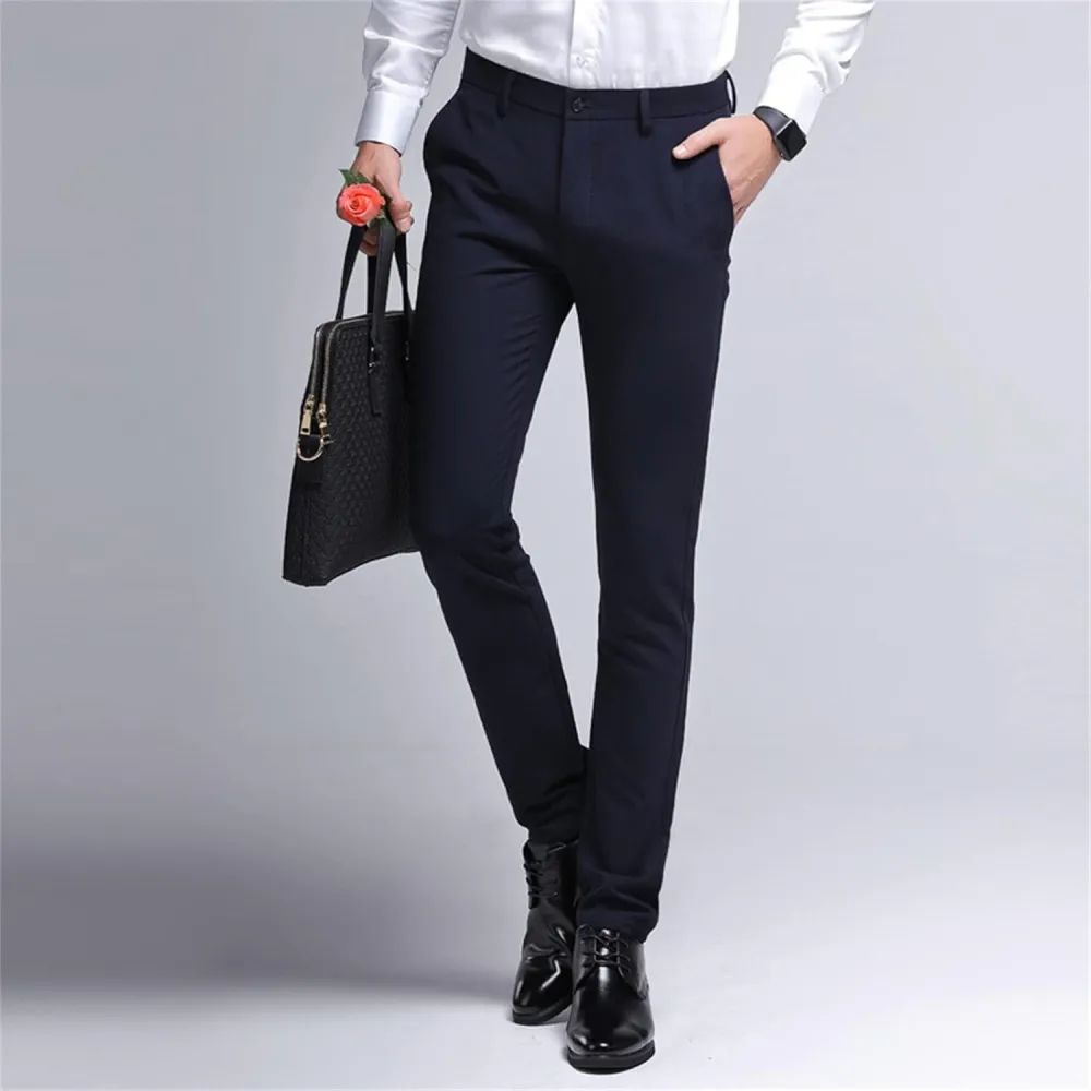 Men's Stretch Dress Pants Slim Fit Skinny Suit Pants