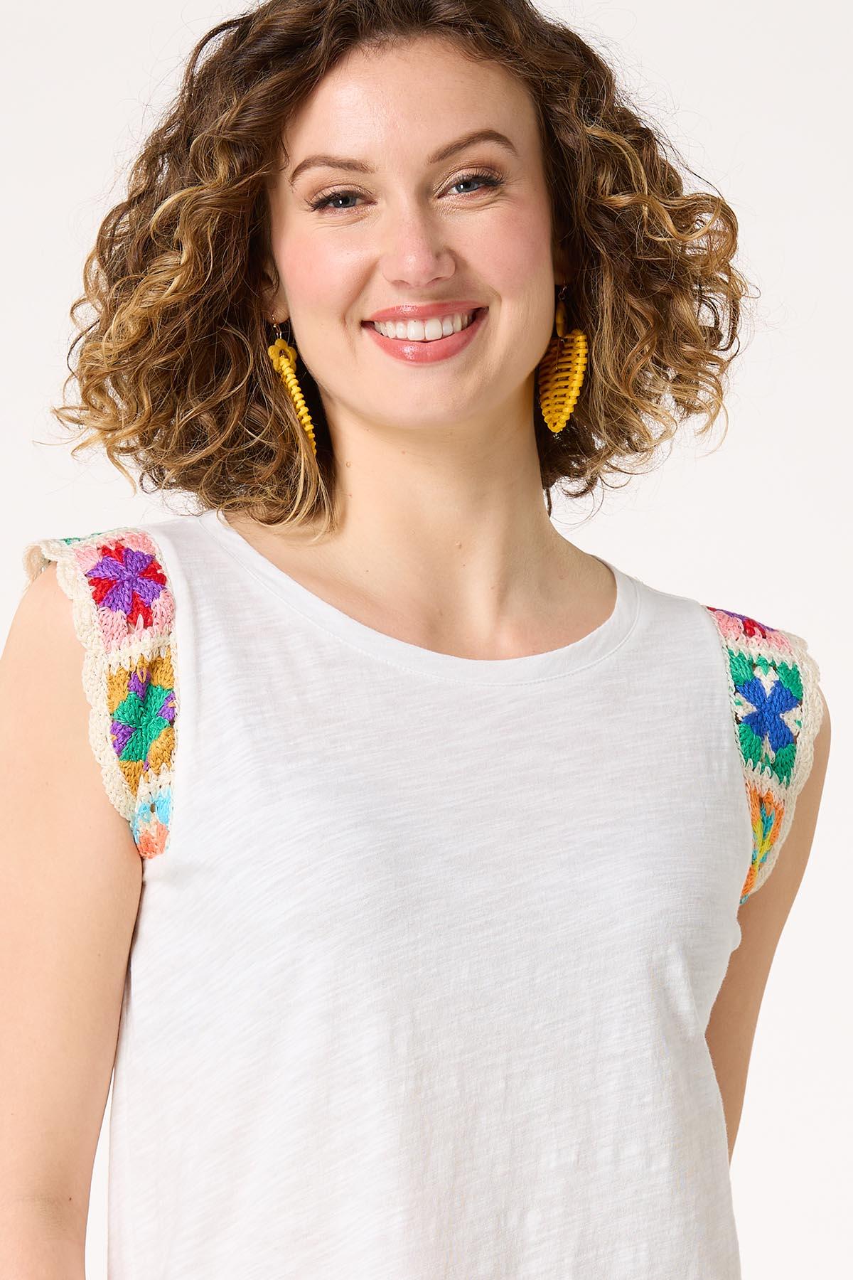 Floral Crochet Trim Tank