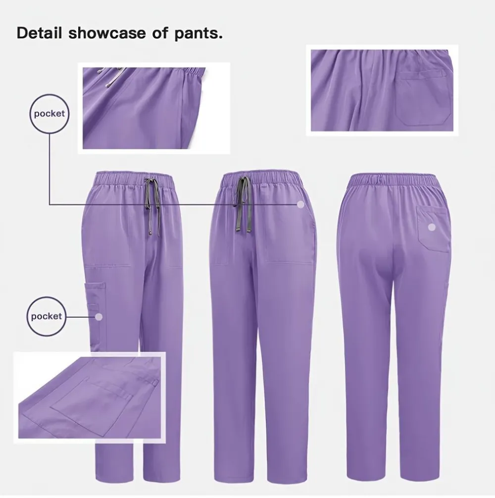 Ladies Healthcare Scrub Set with Multi-Pockets, Breathable Quick-Dry Wrinkle-Resistant Fabric