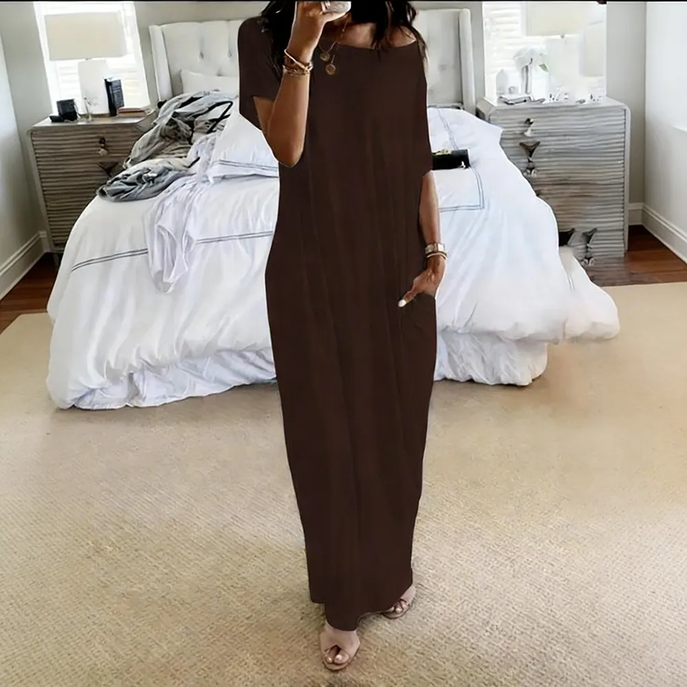 🔥8-PACK $24 - Women's Solid Color Batwing Sleeve Lounge Dress