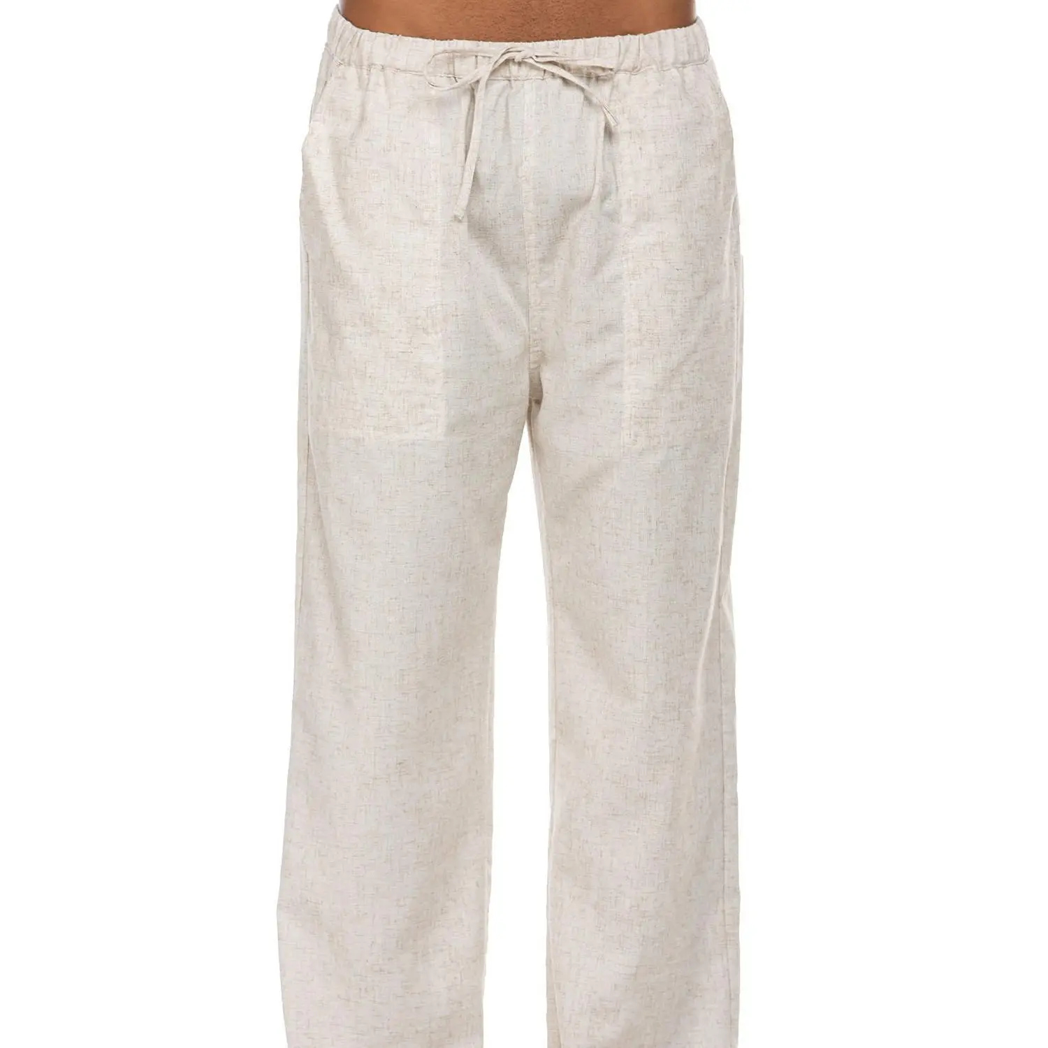 New York Fashion Week Linen Yoga Elastic Beach Vacation Pants Cotton Fabric Bottom Breathable Drawstring Light Loose Comfort Fit Adjustable Summer Trouser