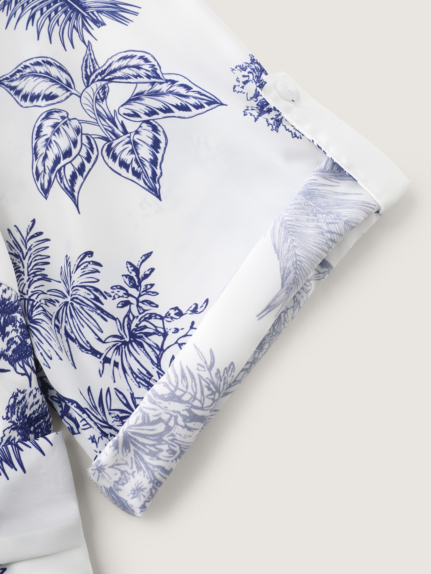 Forest Print Belted Folded Sleeve Midi Dress