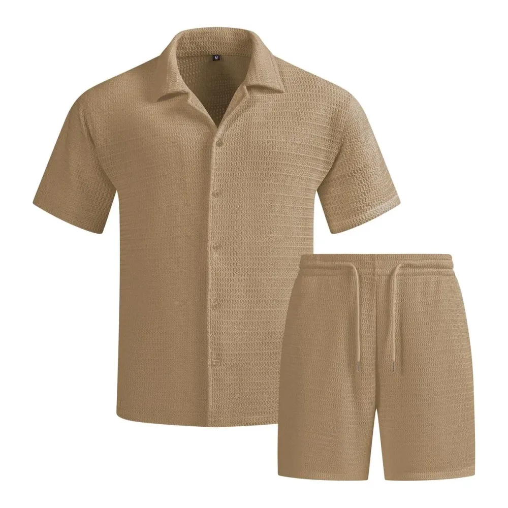 Men's solid color summer vacation suit, regular style