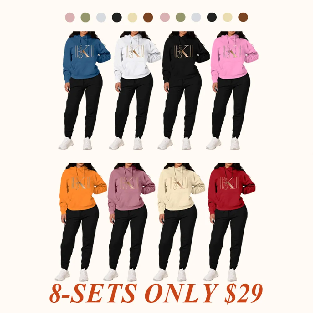 Women's Casual Hooded Sweatshirt Set