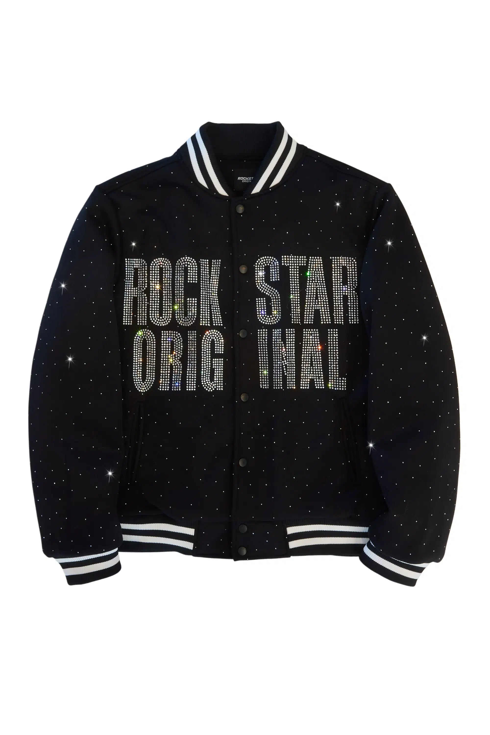 Nakiah Black Rhinestone Varsity Jacket