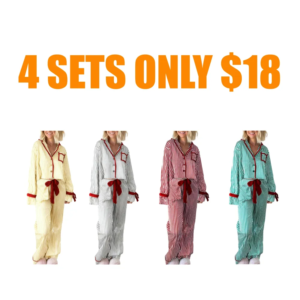 Womens Striped Pajama Set