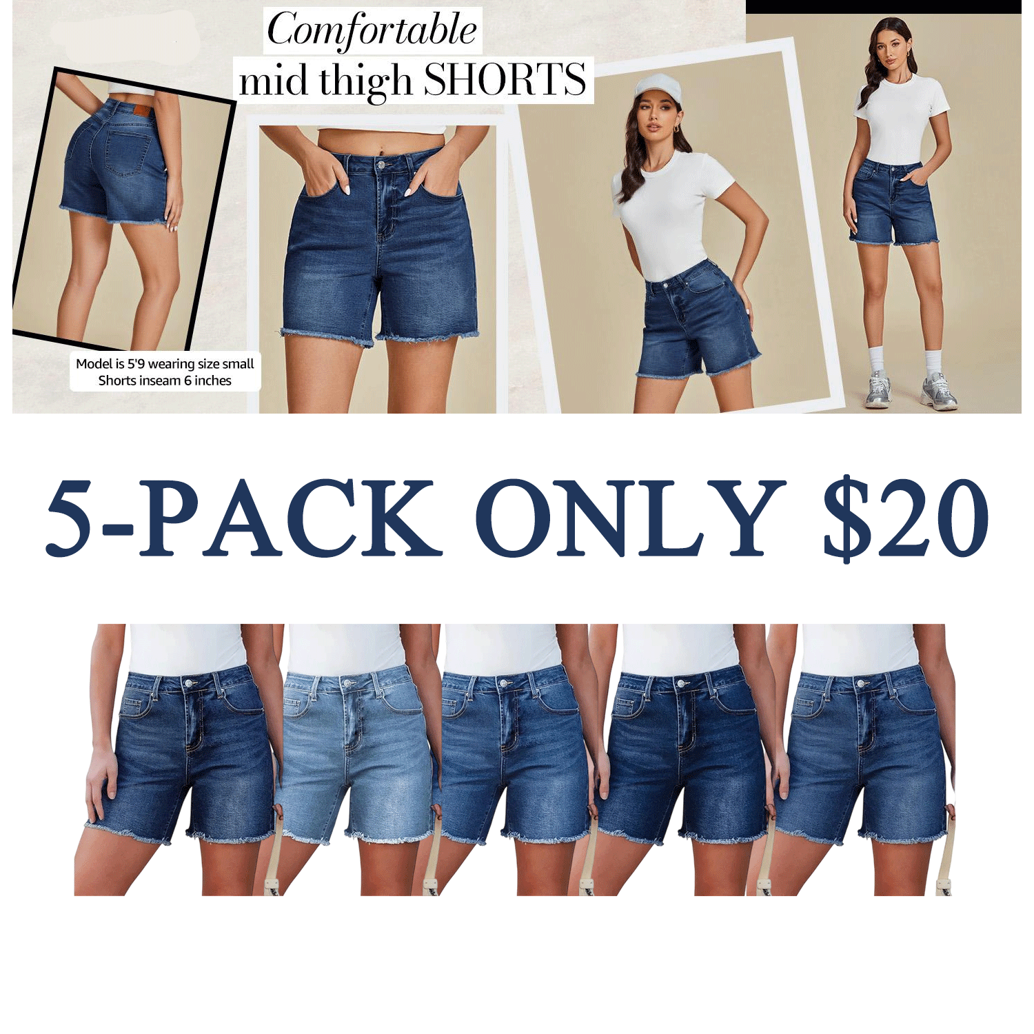 👖 Women’s High-Waisted Stretch Denim Shorts