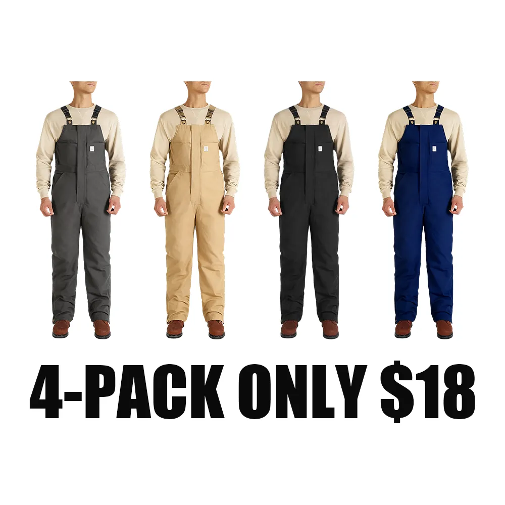 Men's Cold-Weather Insulated Bib Overalls - Loose-Fit Canvas + Tool Pockets