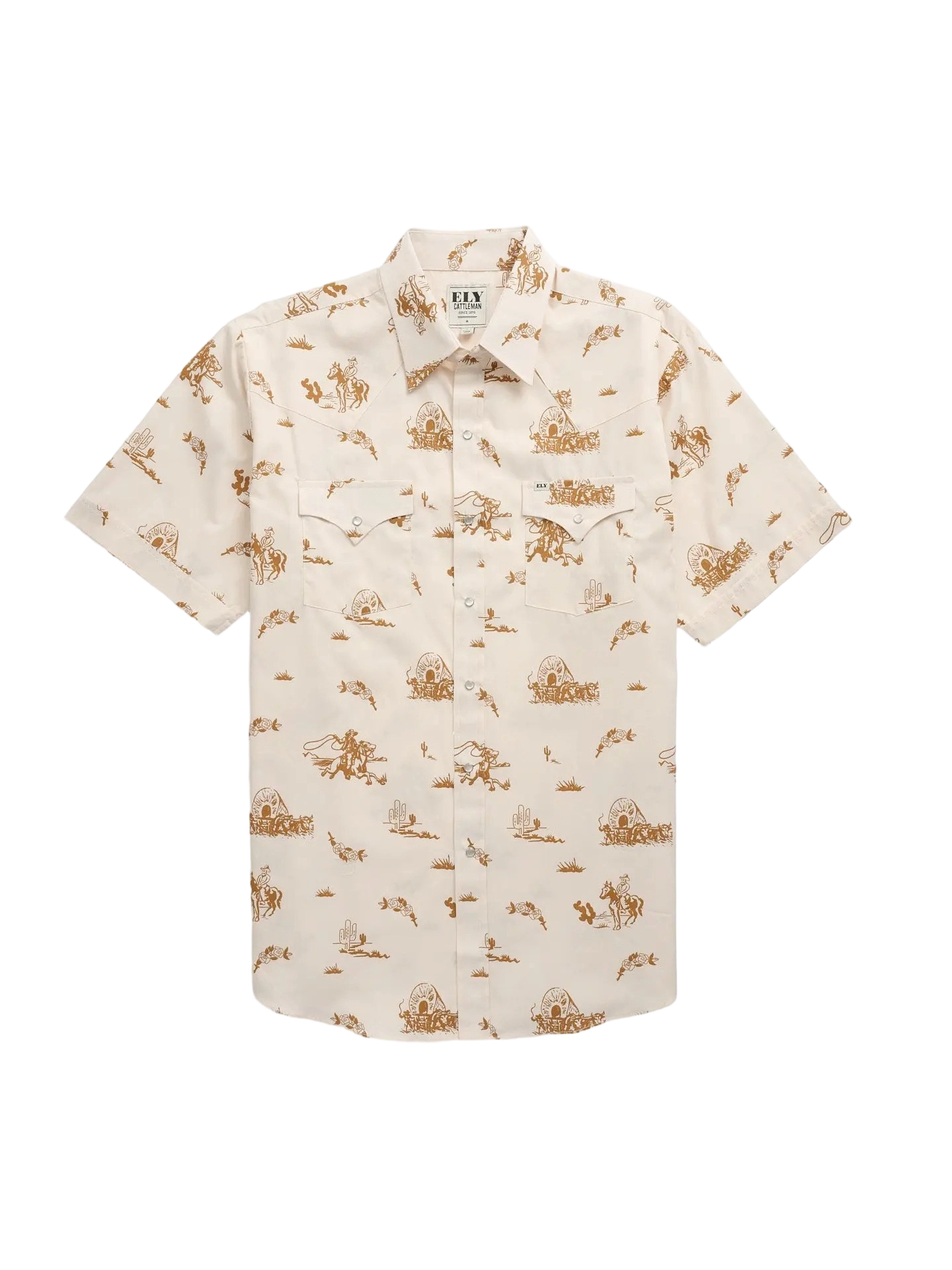 Men’s Cowboy Print Western Snap Shirt