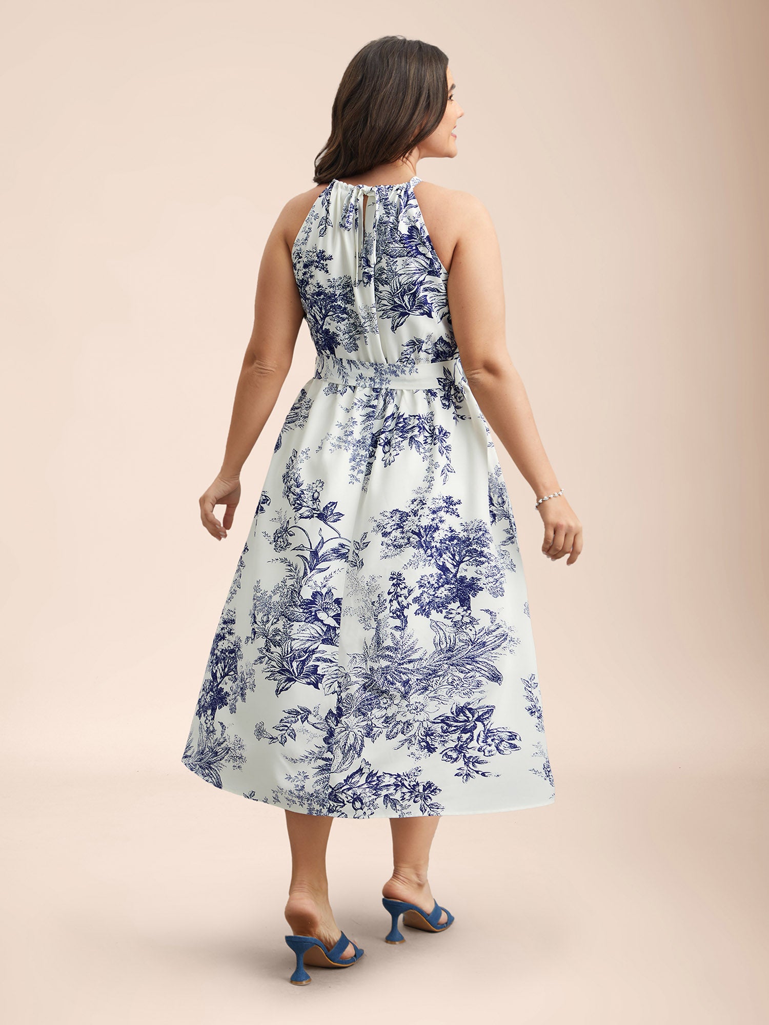 Spring Time Florals Sleeveless Midi Dress