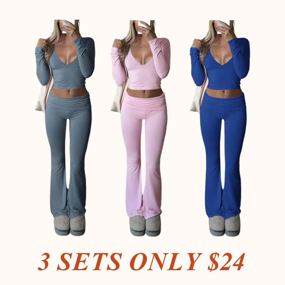 Slim-Fit Crop Top & Pants Two-Piece Set