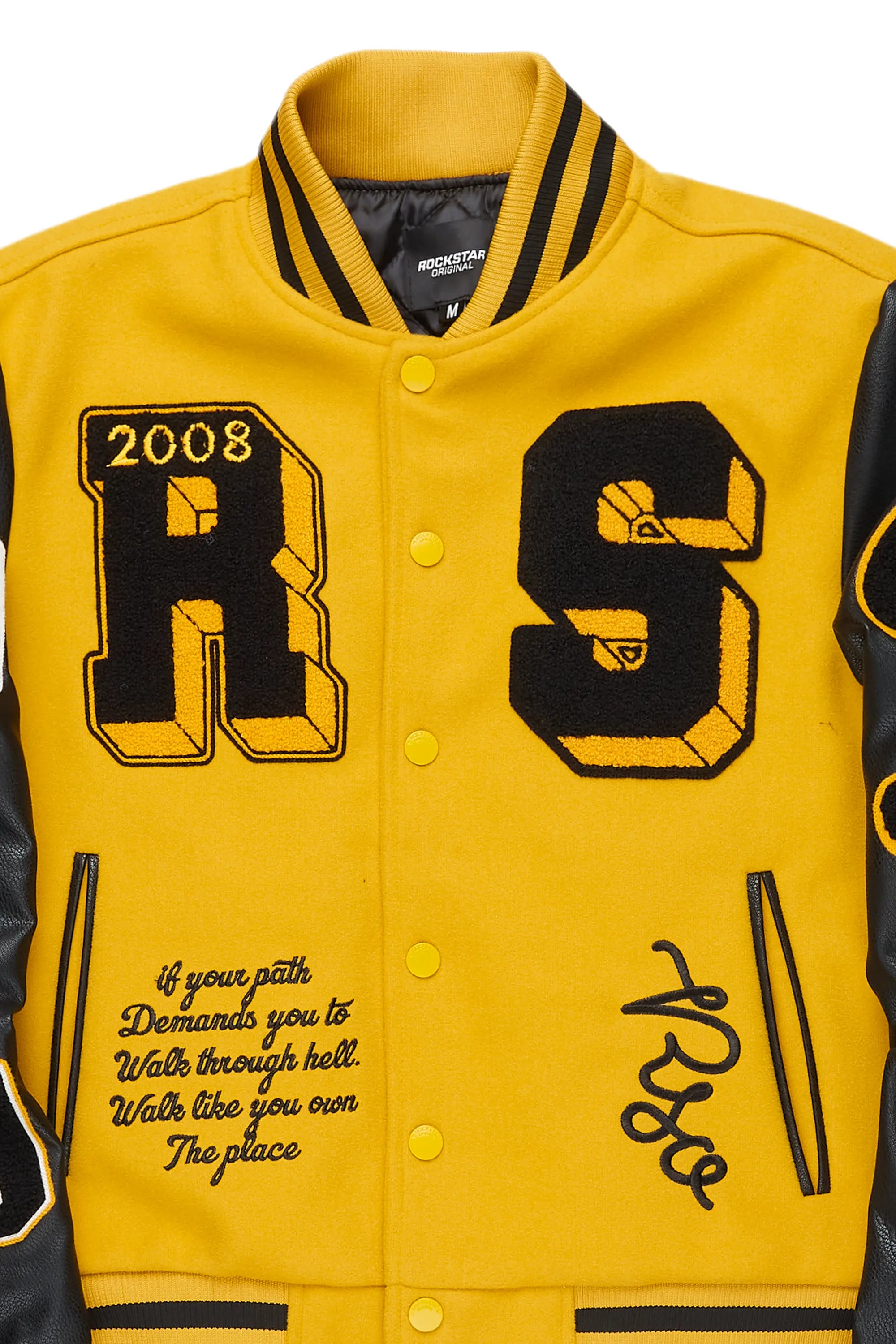 Leslee Black/Yellow Oversized Varsity Jacket