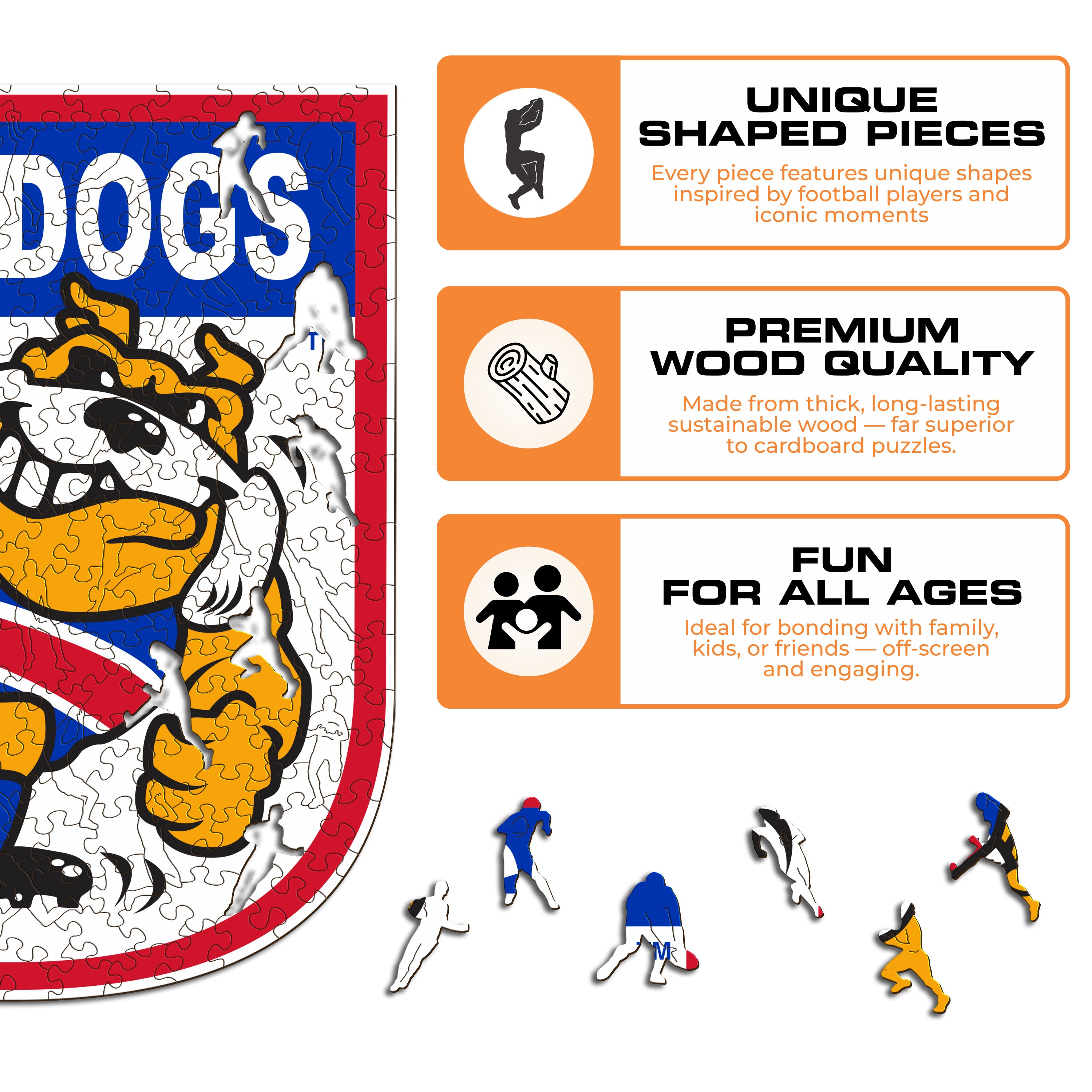 Western Bulldogs Retro Mascot - Wooden Puzzle