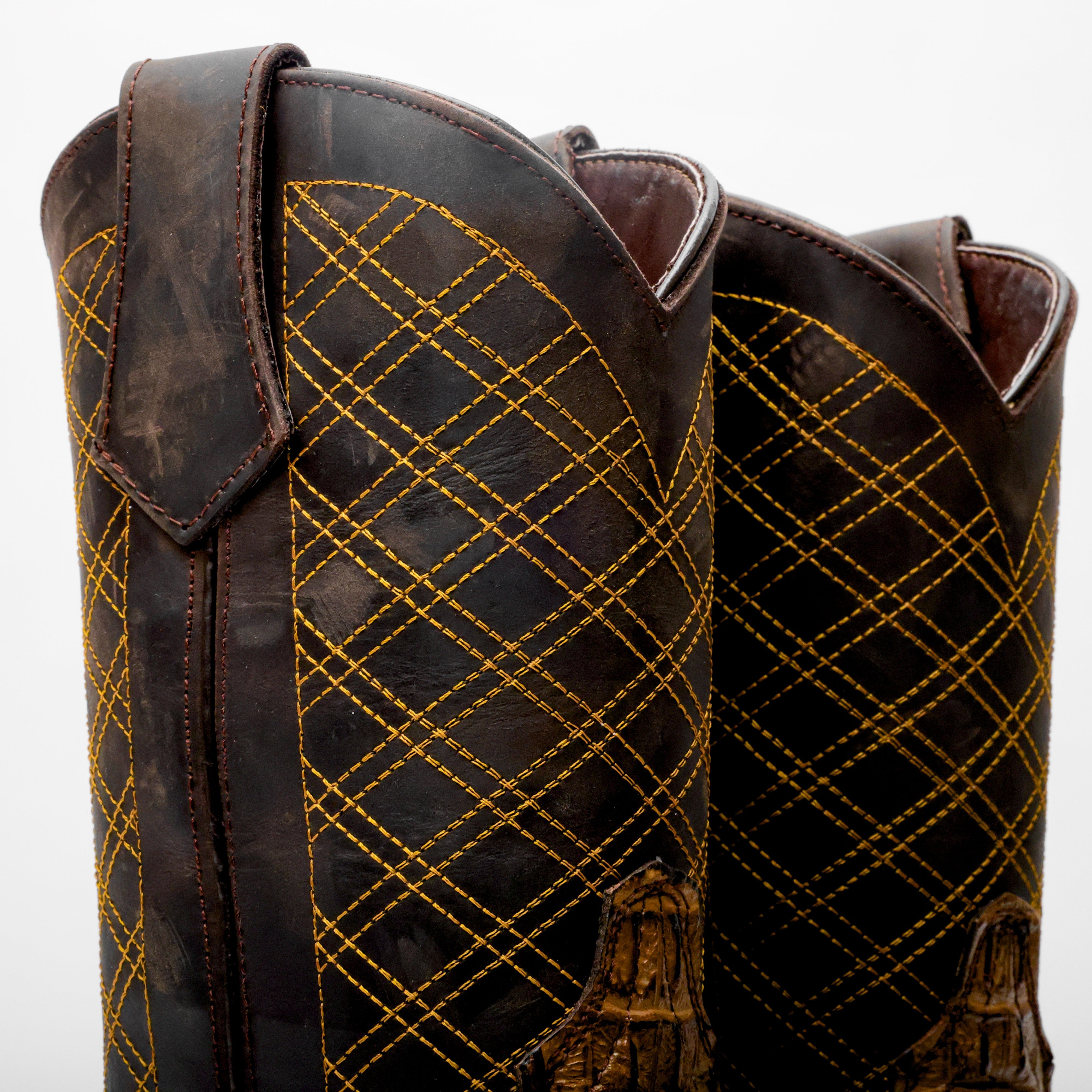 Honey Caiman Neck Leather Boots With 3D Lightweight Sole - Composite Toe