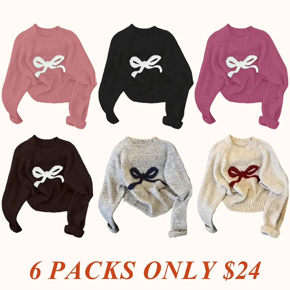 Elegant Bow Knit Sweater for Women