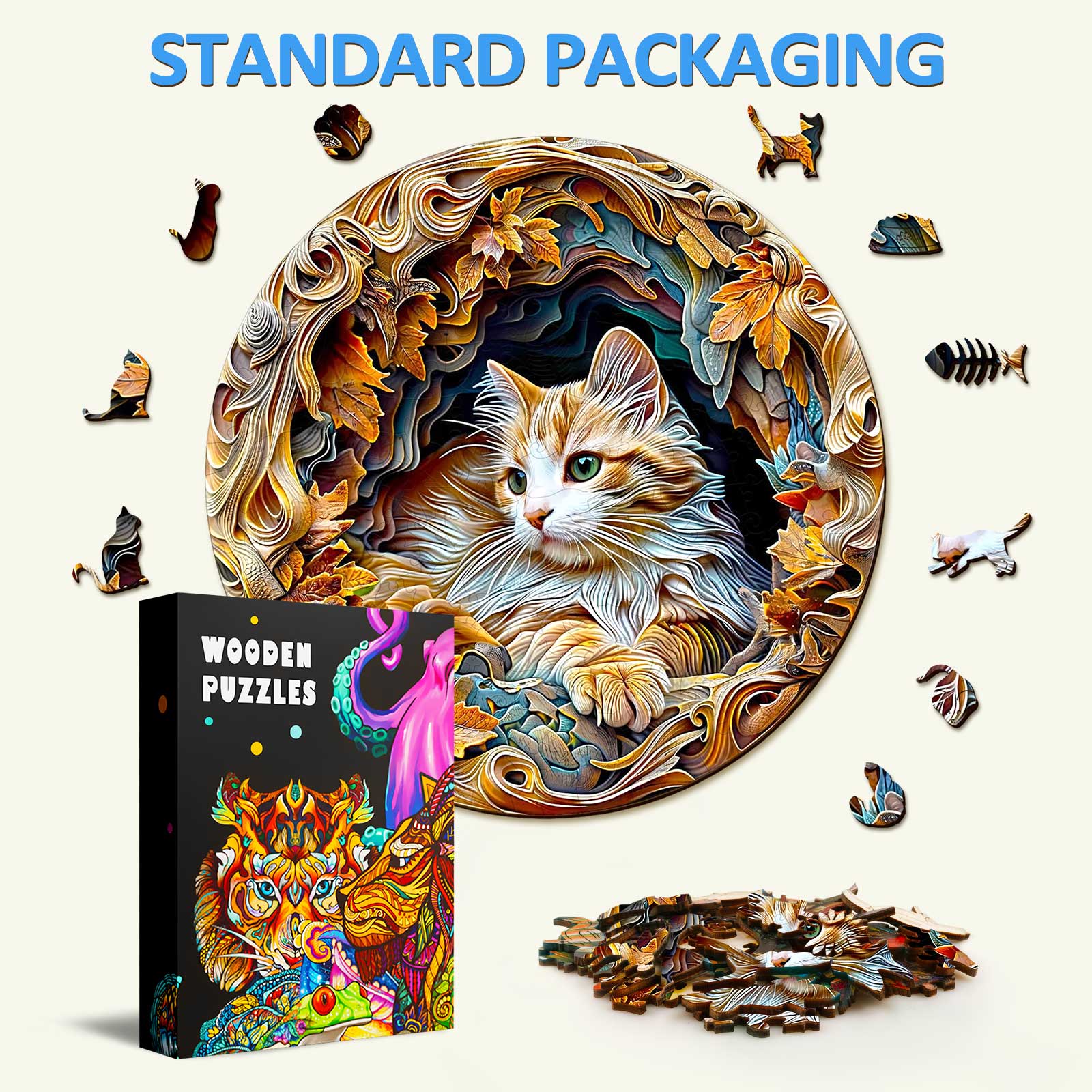 Cat In Cave Wooden Jigsaw Puzzle