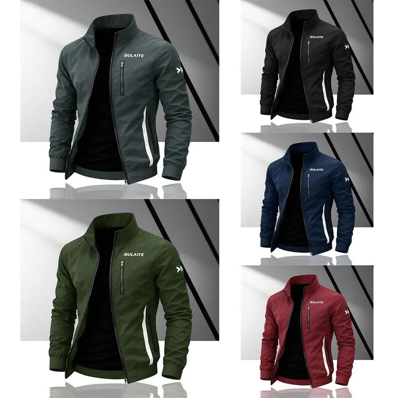 Men's spliced contrasting letter racing jacket,