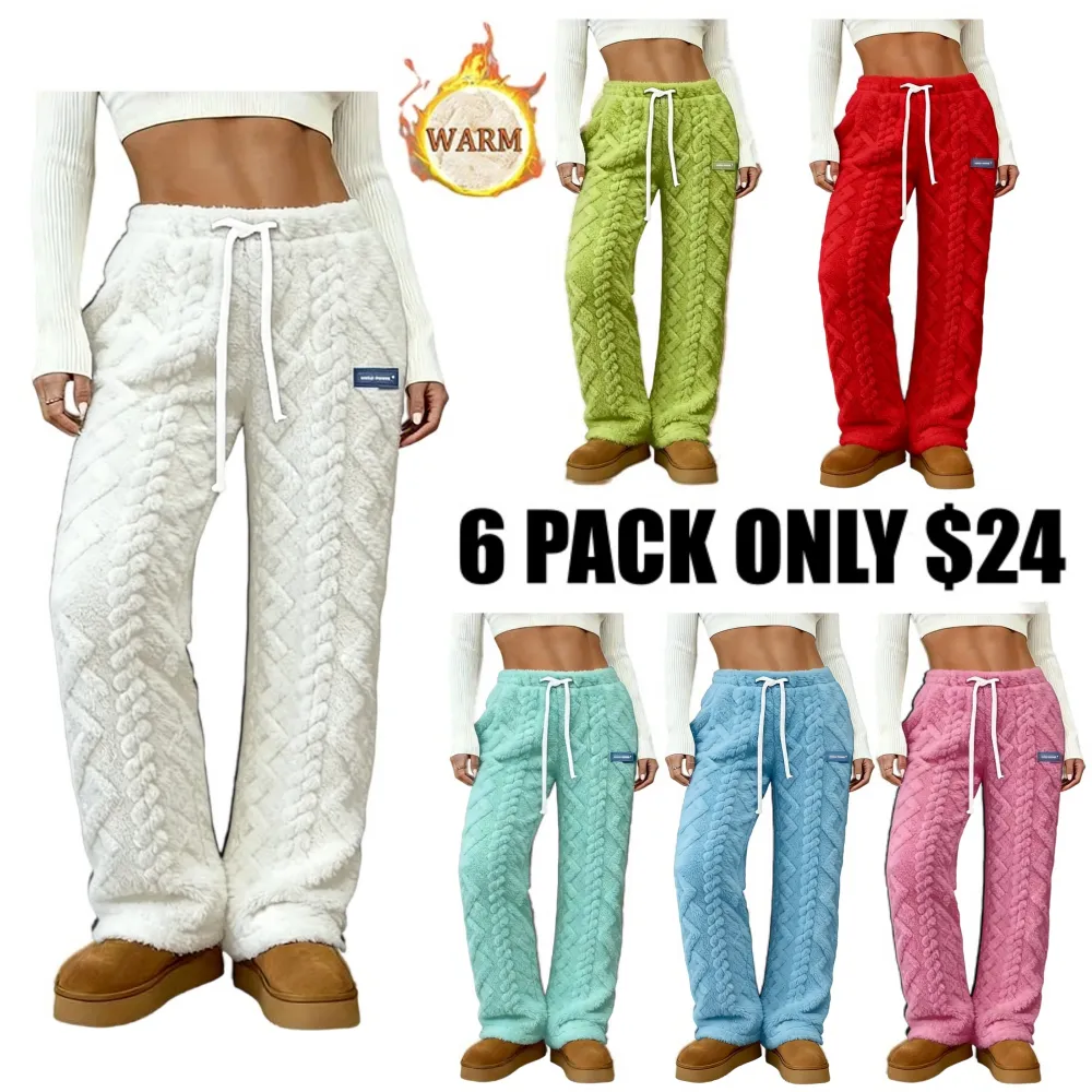 Women's fleece sweatpants, cable knit trousers