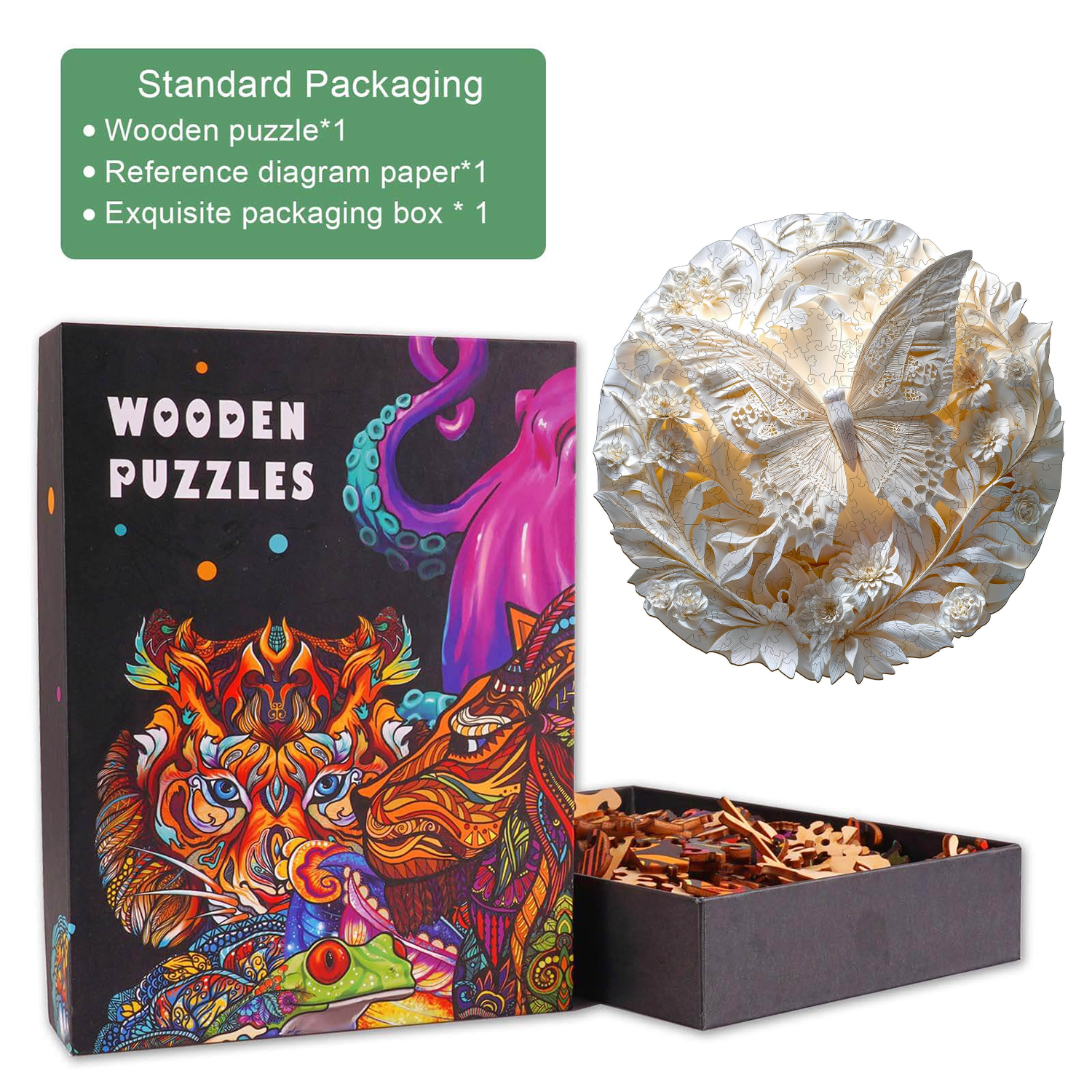 Paper Butterfly Wooden Jigsaw Puzzle