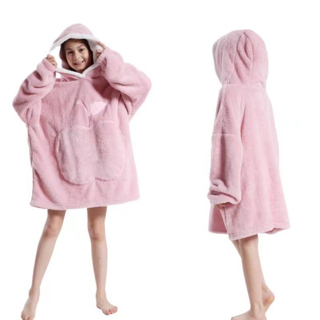 Home Clothes Jacket Lazy Hooded Sweater Thickened Blanket Loose Pullover Wearable Blanket Couple Parent-Child Style