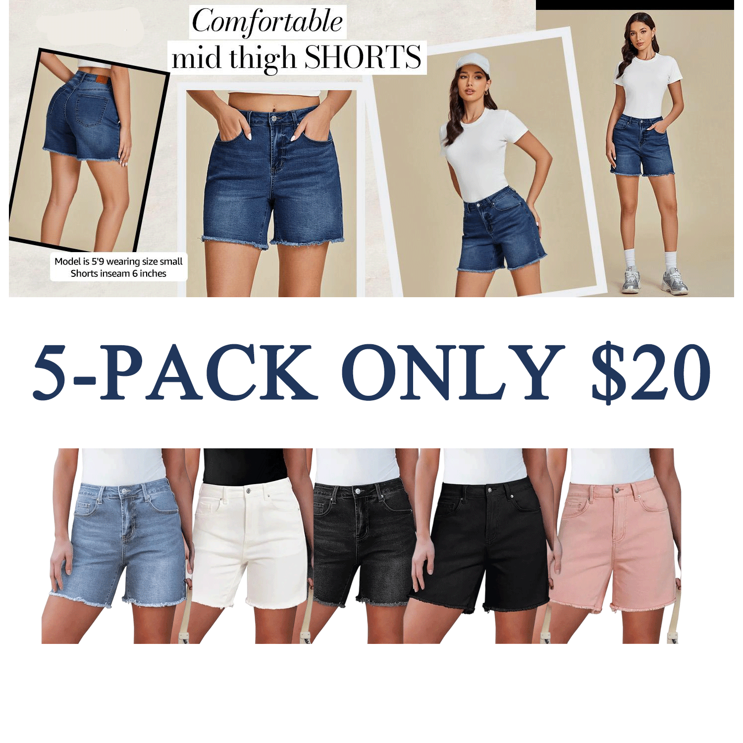 👖 Women’s High-Waisted Stretch Denim Shorts