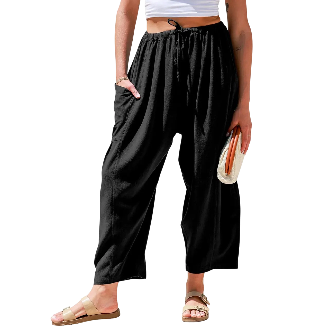 Women’s Linen Blend Wide-Leg Pants