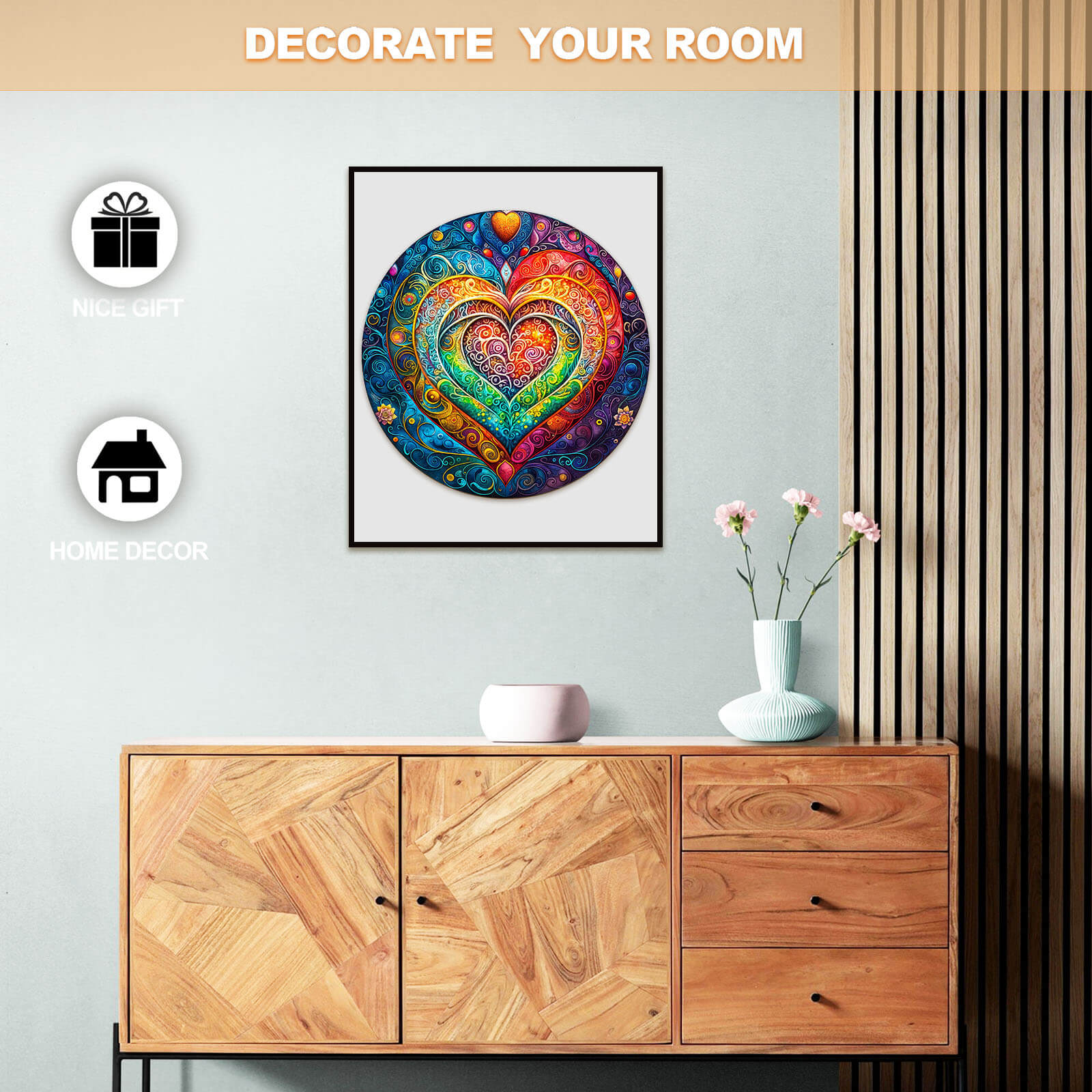 Mandala Heart Wooden Jigsaw Puzzle
