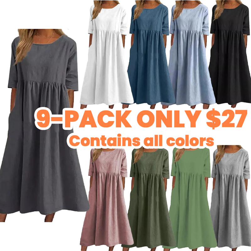 🔥9 Packs $27 - Women's Summer New Cotton and Linen Dress