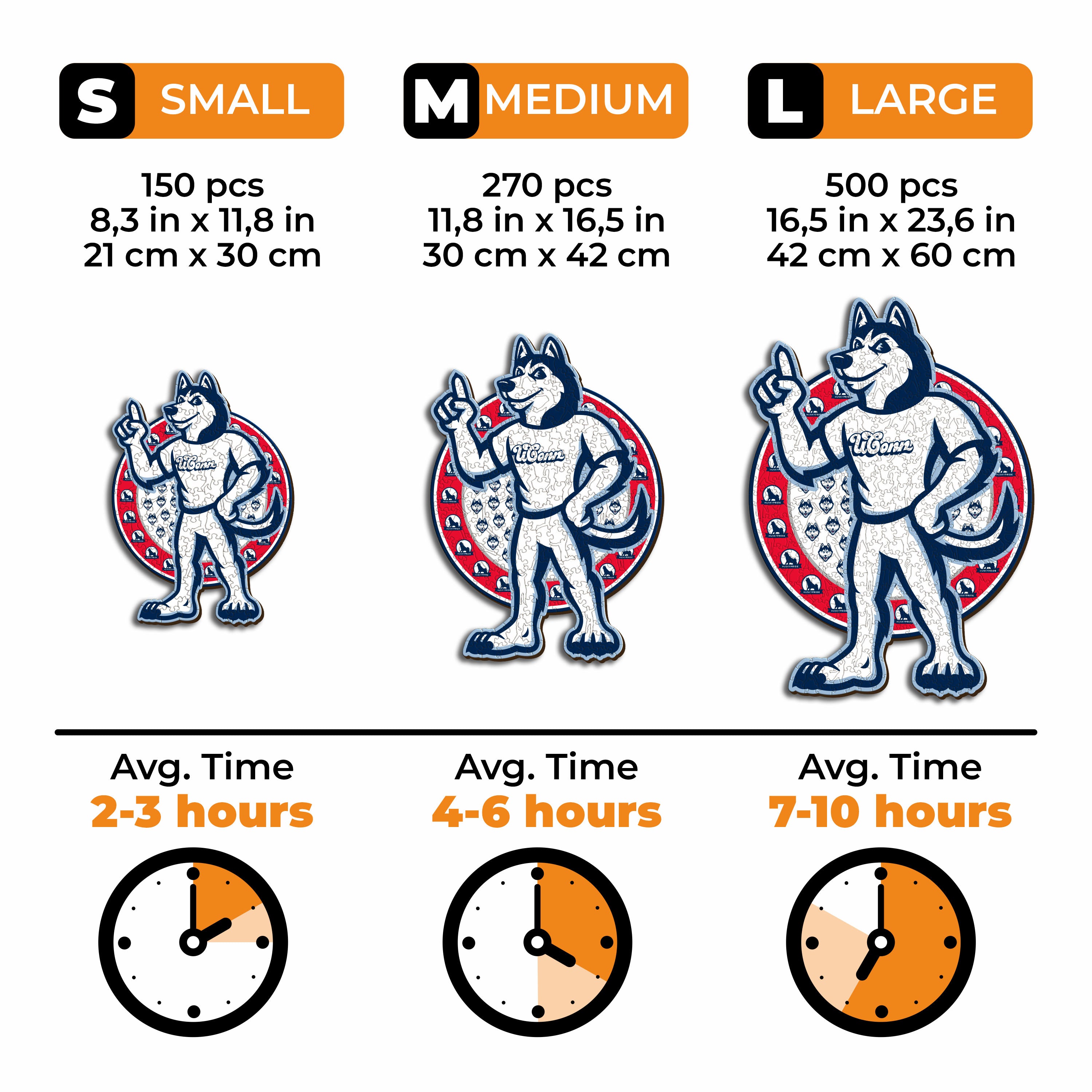 University of Connecticut Mascot - Wooden Puzzle