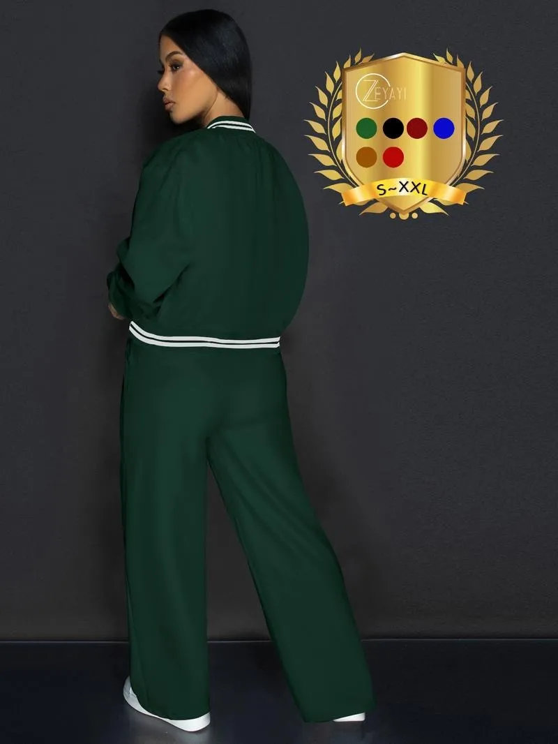 Women's Casual Baseball Jacket, Solid Color Sports Wear, Pocket Sportswear