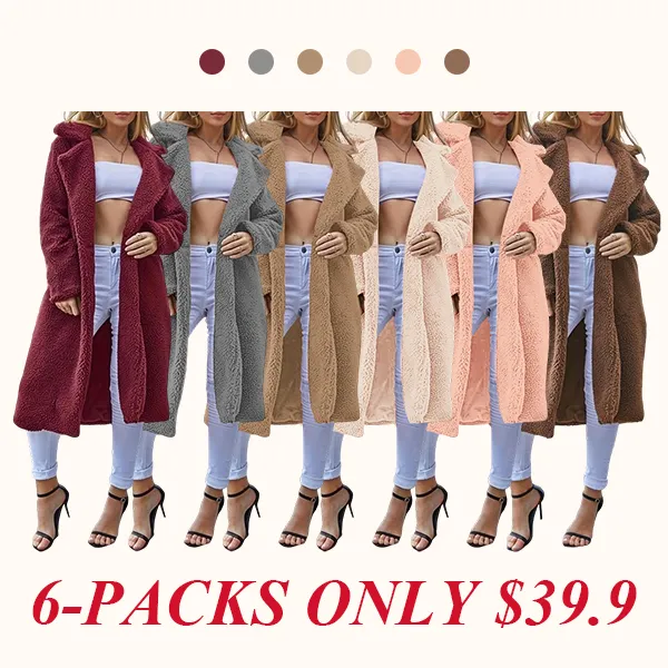 Women's Plain Pocket Button Front Faux Fur Coat