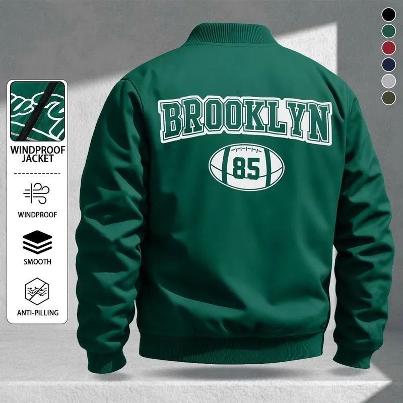 Letter Print Sports Jacket, Men's Casual Jacket, Fashionable College Baseball Apparel