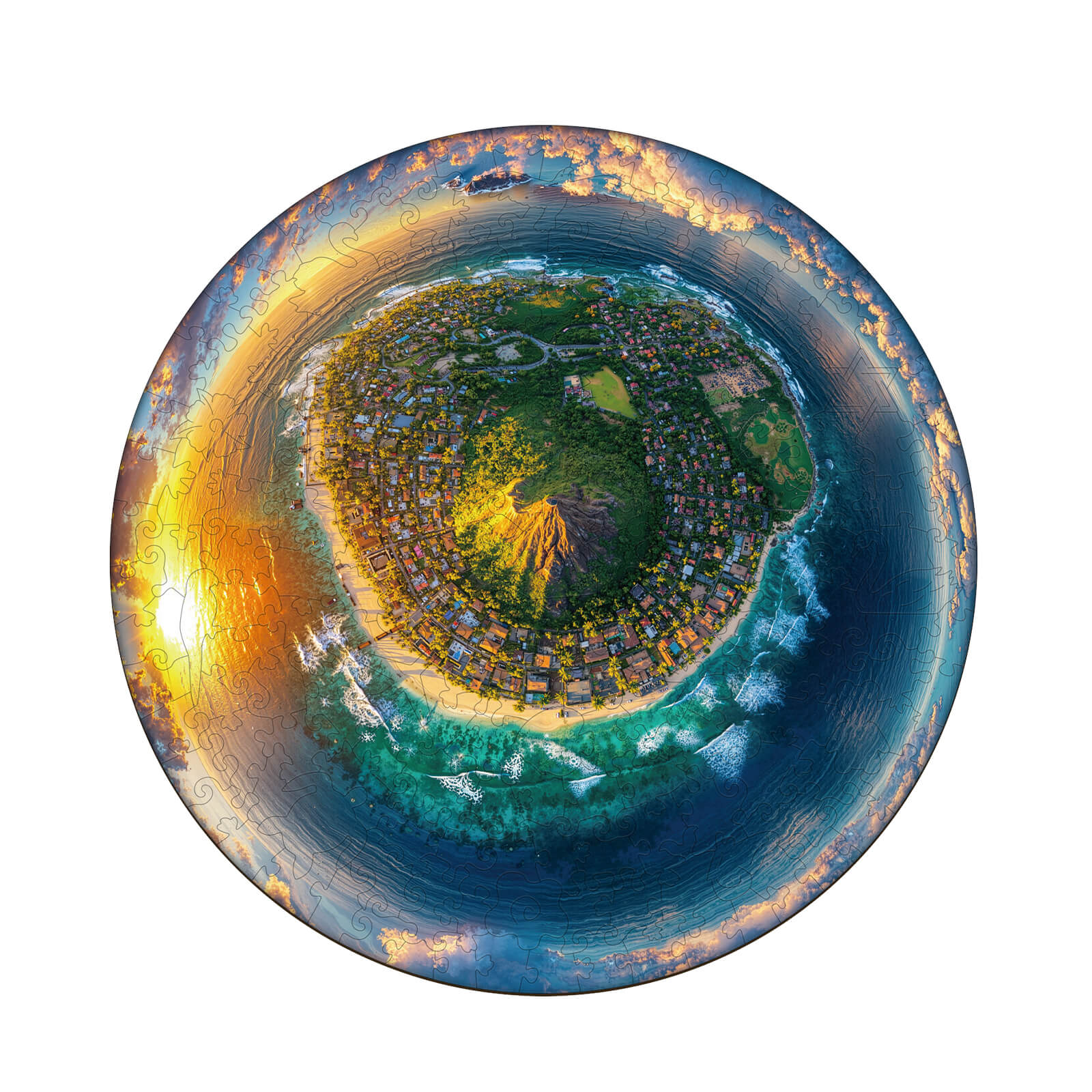 Fisheye Island Wooden Jigsaw Puzzle