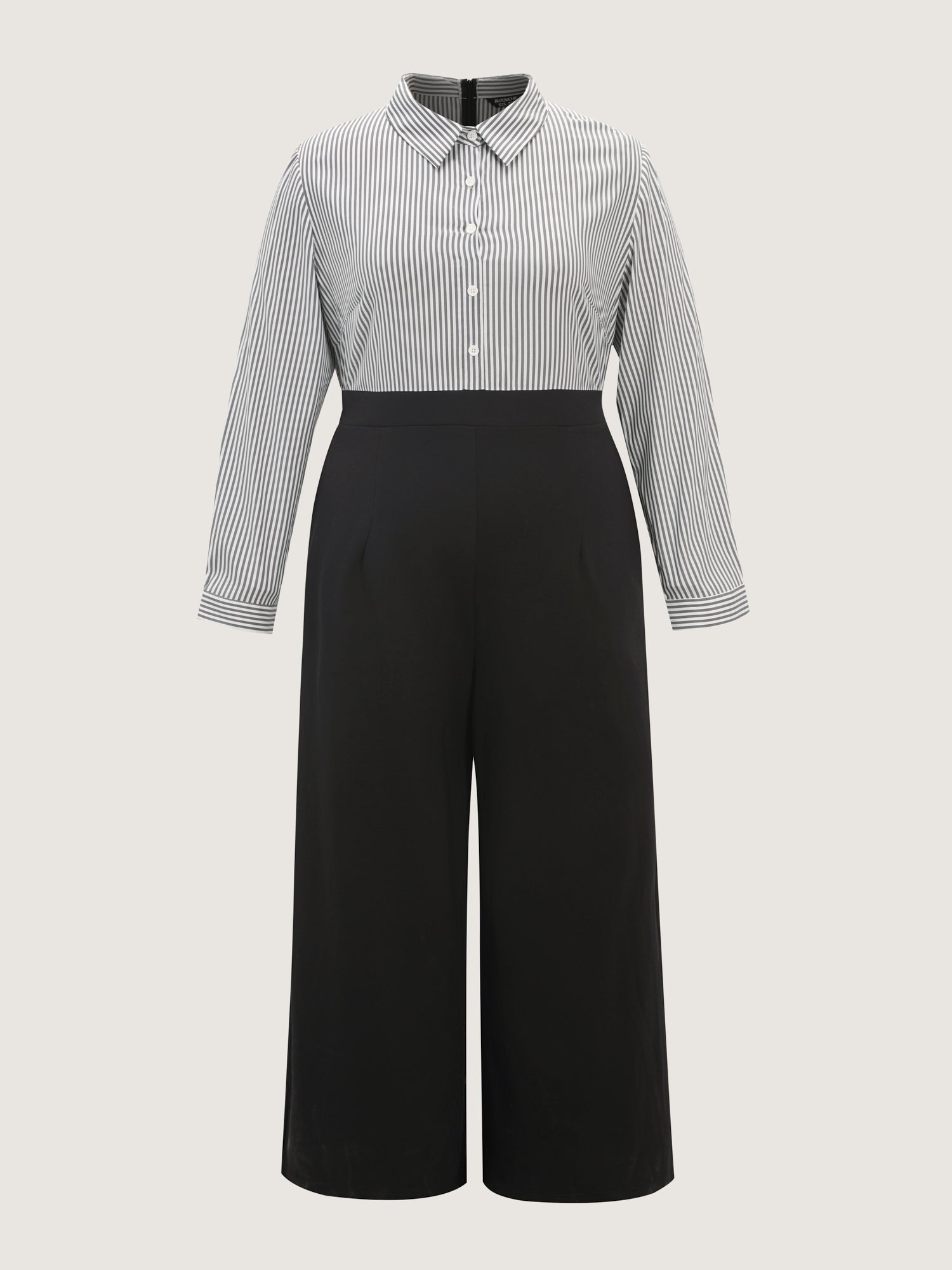 Striped Button Front Wide Leg Jumpsuit