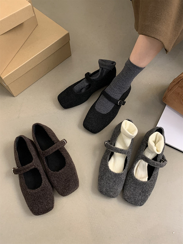 Hollow Shallow Cut Split-Joint Square-Toe Mary Janes Flat Shoes