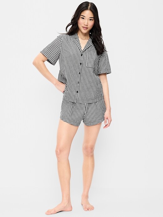 Poplin Pajama Short Set  Black/White Gingham
